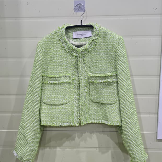 트위드 크롭 자켓 그린