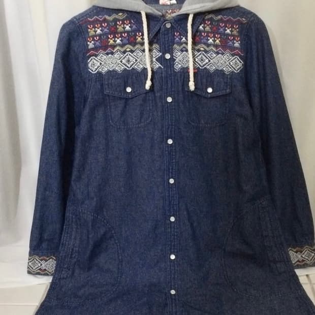 TITICACA'- needlework denim one-piece