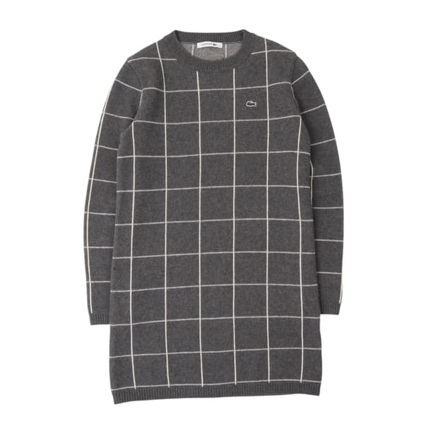 라코스테 그레이 체크 울 니트 원피스