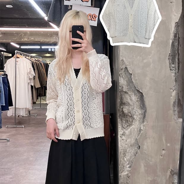 빈티지 레이스 큐빅 가디건 아이보리  #csz4022 