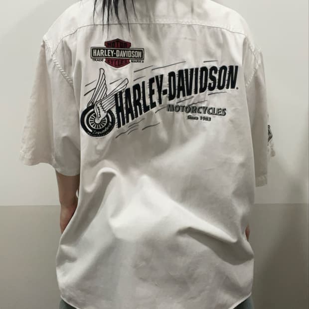 00sHarley Davidson 할리데이비슨 빅 자수패치 반팔셔츠