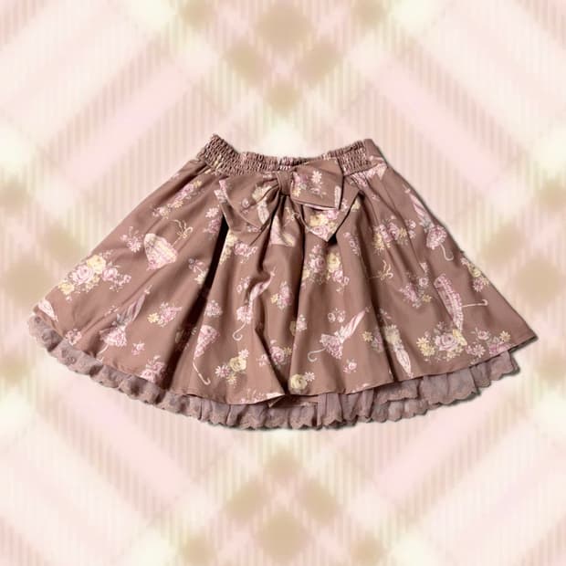 리즈리사 플로럴 리본 레이스 스커트 치마 큐롯 라떼 히메 갸루 러블리