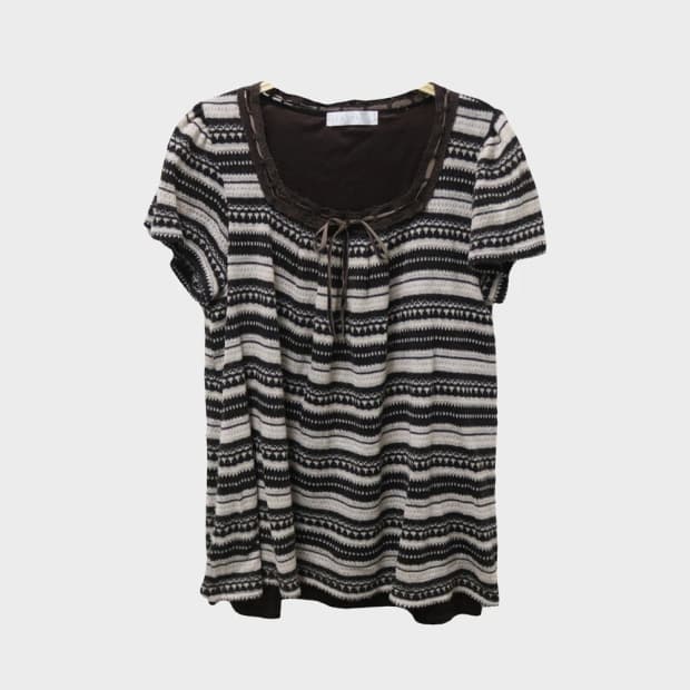 PATTERN 스퀘어넥 리본코어 니트 블라우스 62177