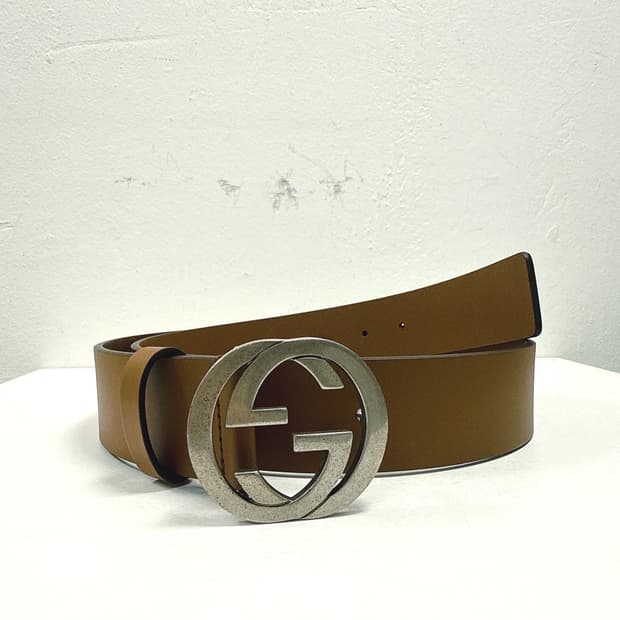 (정품/새상품) GUCCI 구찌 브라운 인터로킹 G버클 벨트