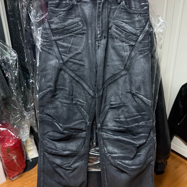 디앤에스알 - 바이커 코팅 데님 팬츠 (블랙/M)