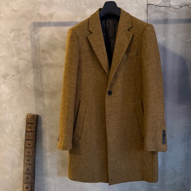 브루노 만토네 트위드 체스터필드 코트 100