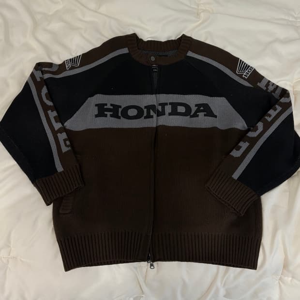 혼다 빅 로고 니트 집업 브라운 S사이즈