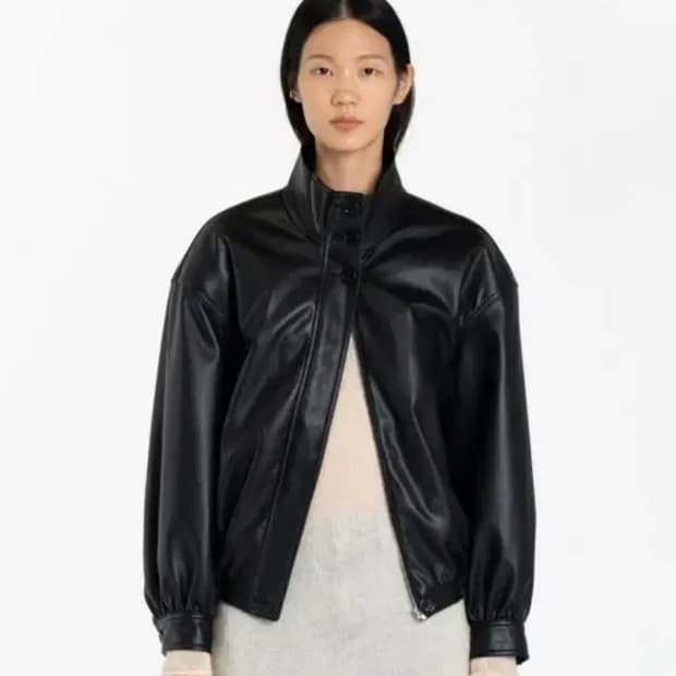 아모멘토 비건레더 블루종