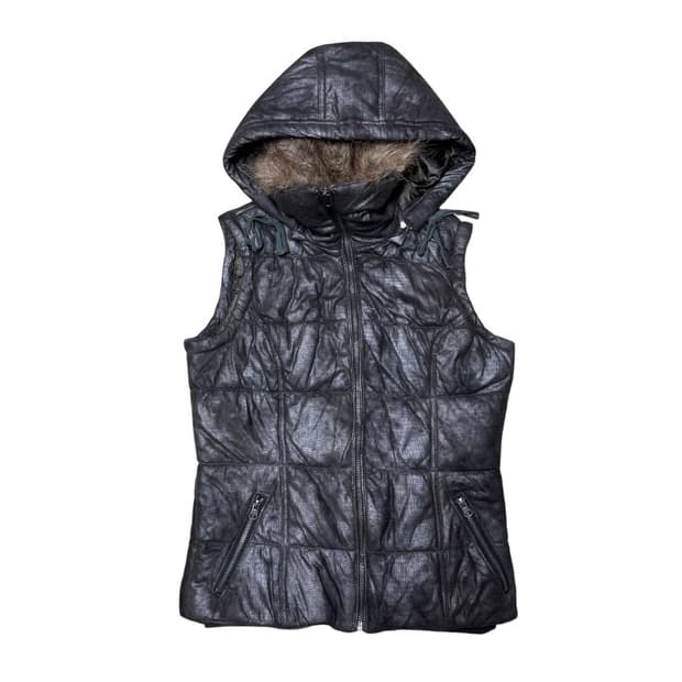 Y2K 후드 경량 조끼 패딩