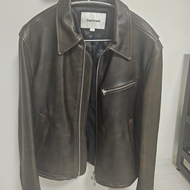 토니웩 크롭 레더자켓 브라운 L