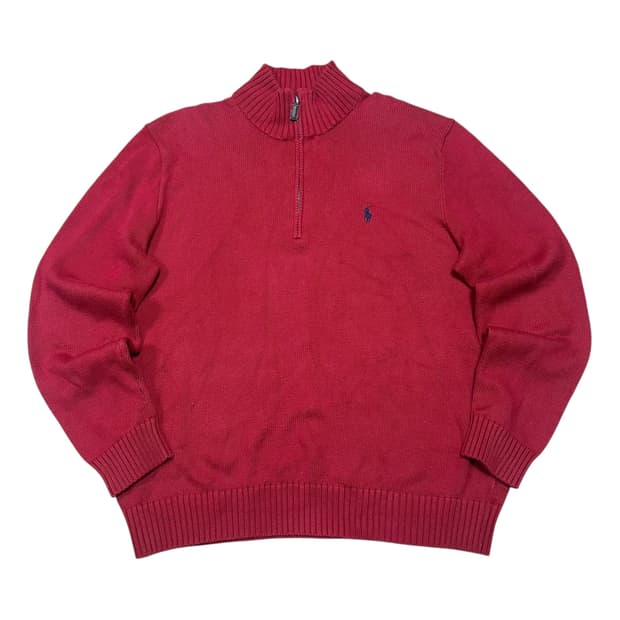 ✨ (바배) 폴로 랄프로렌 레드 니트 반집업
