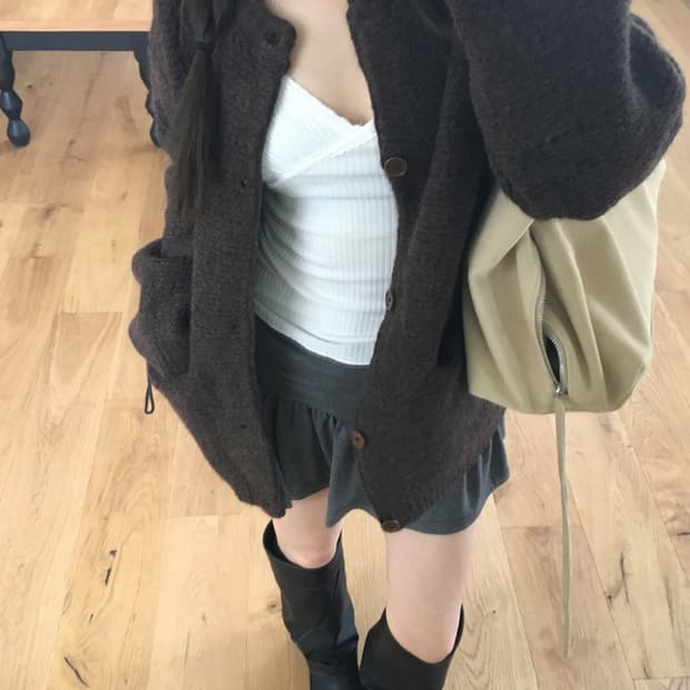 아워캐비넷 teddy punching cardigan 가디건