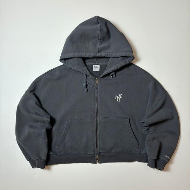 HDEX 시그니처 피그먼트 워싱 로고 크롭 후드집업 PN8958 