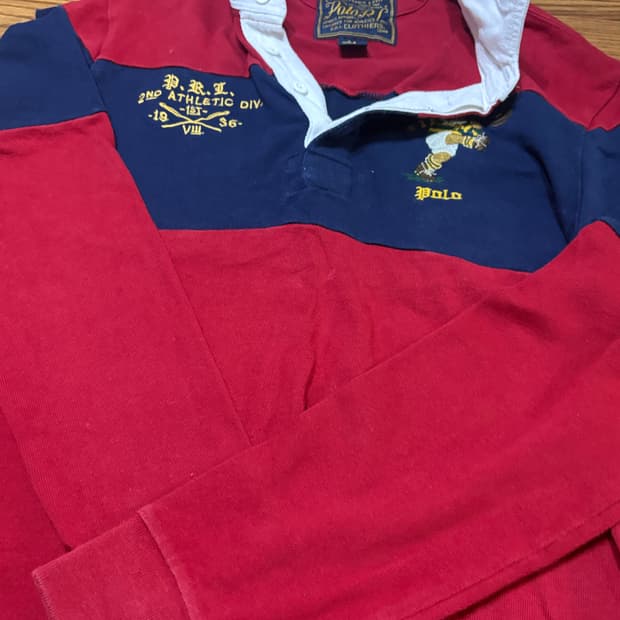 폴로 랄프로렌 럭비티 정품 레드