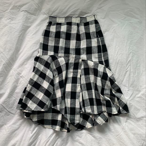 체크 플레어 스커트