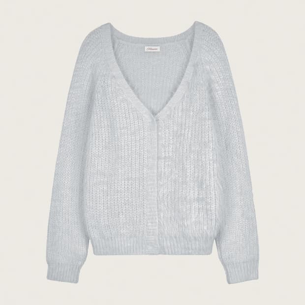 [공홈품절 택O 새상품] 클리시어 슈가 플럼 헤어리 가디건 베이비 블루