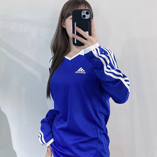 아디다스 블루 삼선 롱슬리브