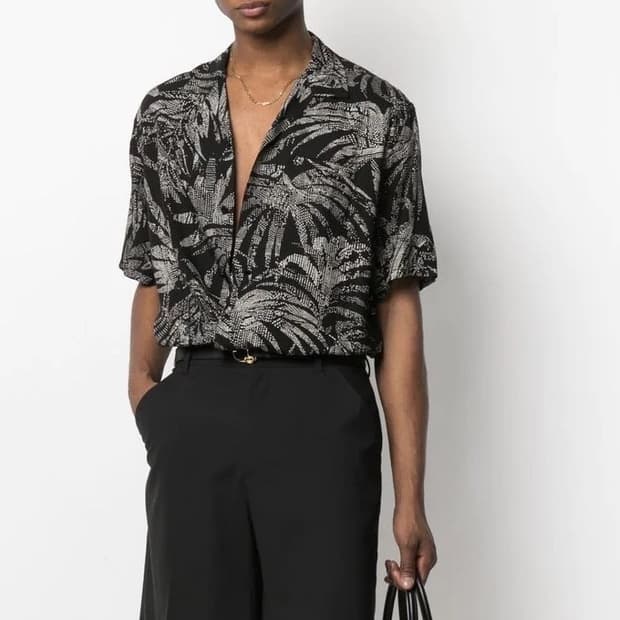 [BTS 뷔님 착용] 생로랑 21ss 트로피컬 리프 셔츠