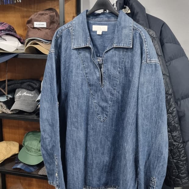((자라)) 헨리넥 오버핏 셔츠 (데님) xL(105~110)