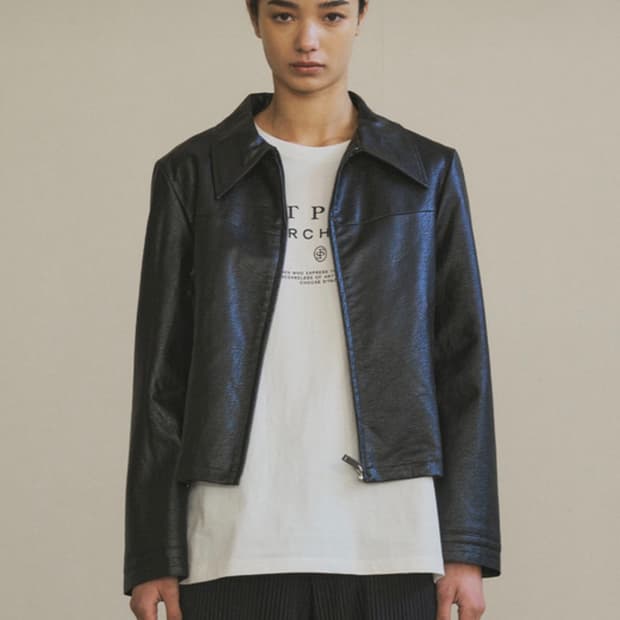 시야쥬 페이크 레더 자켓