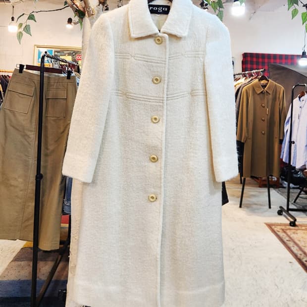 ROGA 일본 빈티지 도톰한 울 아이보리 코트