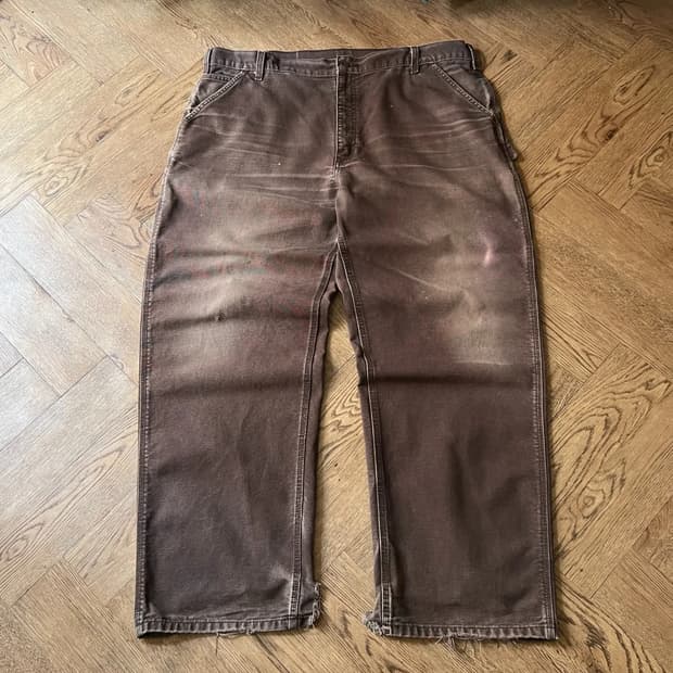 [42]칼하트 USA 하드 페이딩 다크브라운 싱글니 워크 팬츠