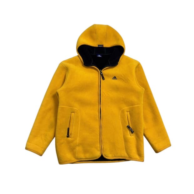 아디다스 플리스 후드집업 옐로우