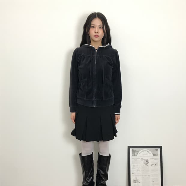 Jpn Polyester Velvet Zip Up Hoodies