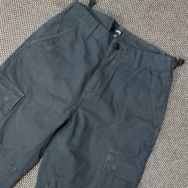 스투시 립스탑 카고 워크 팬츠 블랙