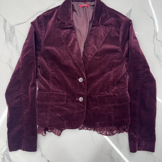 •japanese vintage 벨벳 레이스 포인트 자켓 와인