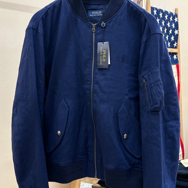 [새제품] 폴로 랄프로렌 린넨 MA-1 블루종 네이비 L