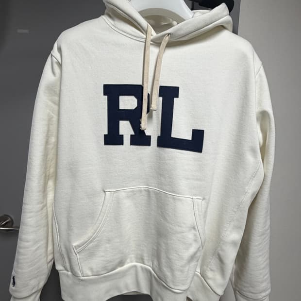 폴로 랄프로렌 RL 로고 플리스 후드 화이트 L