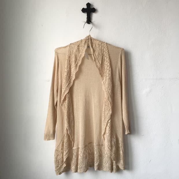punching drape point open cardigan