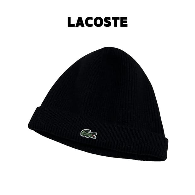 라코스테 패치로고 울 비니 블랙