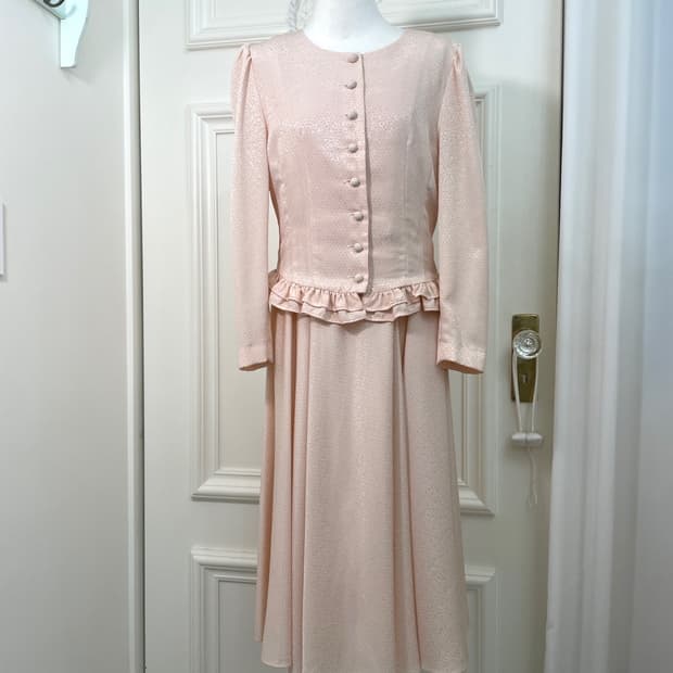 coral pink silver dot ruffle jacket opc 