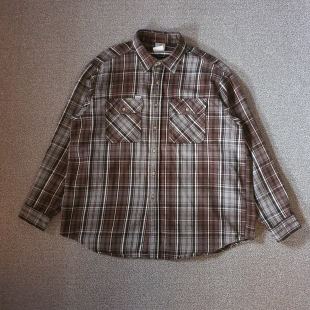 90s us made 칼하트 헤비웨이트 브라운  플라넬 셔츠