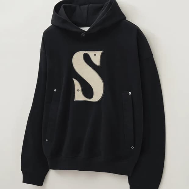 세터 리벳 아플리케 포켓 로고 후드 블랙 M
