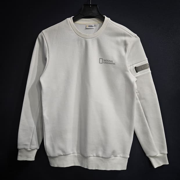 내셔널지오그래픽 화이트 남성 세미오버핏 95 맨투맨 