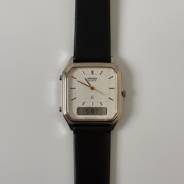 1980s Texture Dial Square Ana-Digi