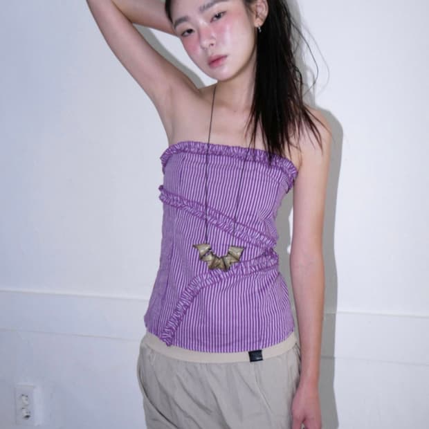 [팁씨] plum shirring tube top 