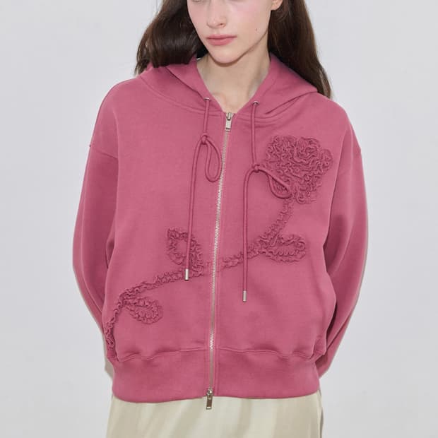 시눈 로즈 프릴 후드집업