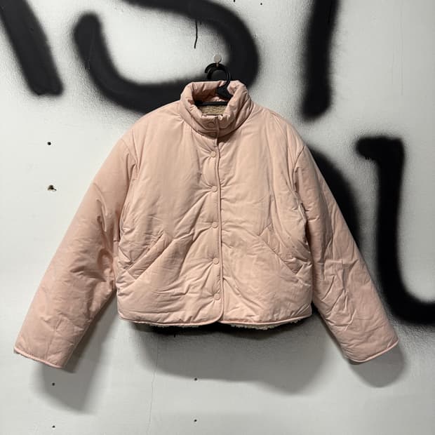 VTG 빈티지 딸기우유 뽀글이 양털 크롭 숏 패딩