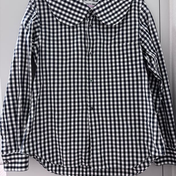 꼼데가르송걸 깅엄체크 블라우스 셔츠 