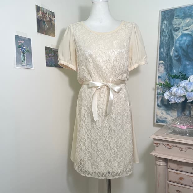 butter ivory puff sleeve lace fairy opc