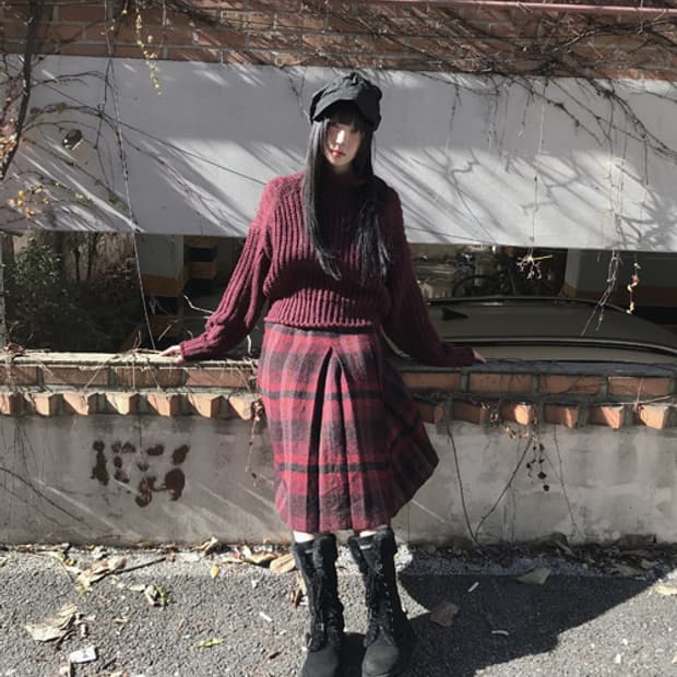 Cathrine Red Check Skirt