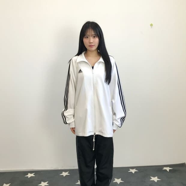 Adidas White 3-Stripe Track Jacket