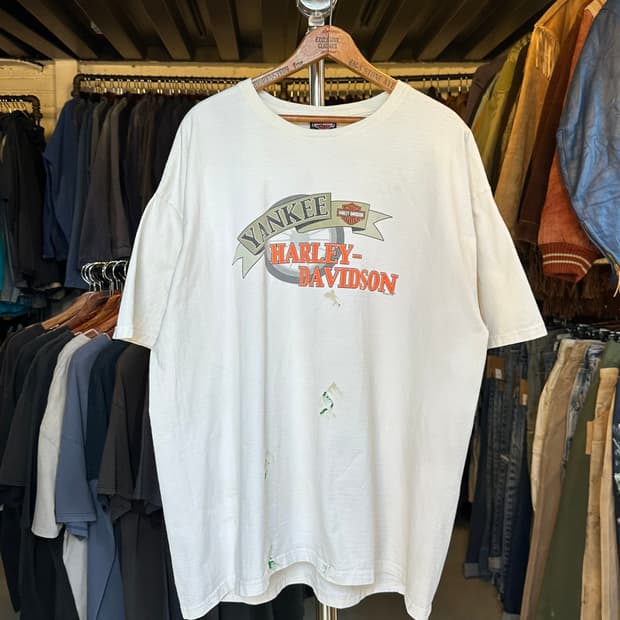00s 할리데이비슨 프린팅 티셔츠 화이트