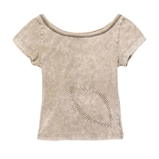 미스치프 블리치드 티셔츠 카키 베이지