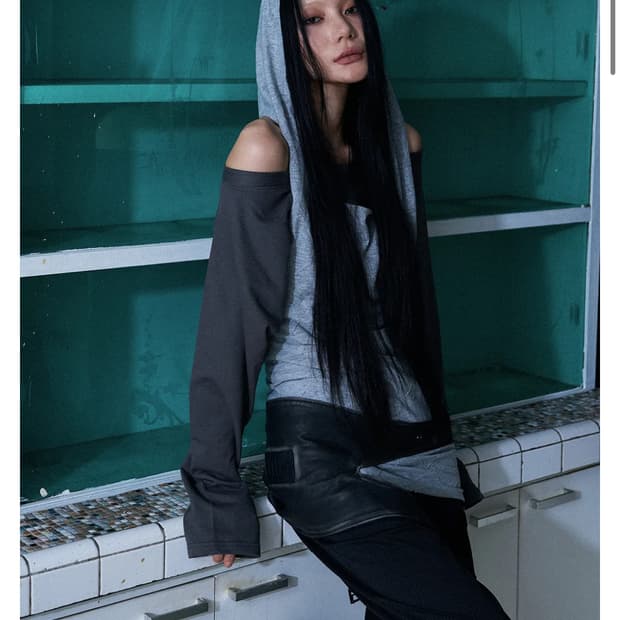 0104 공일공사 레이어드 후드 그레이