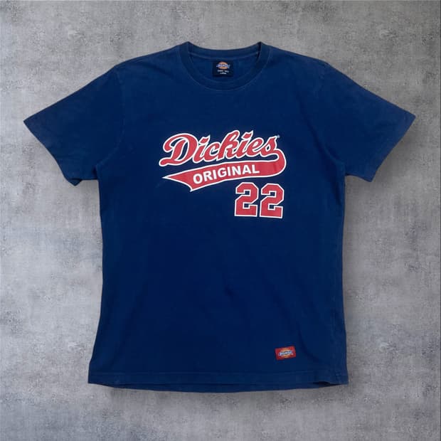 디키즈 y2k 스펠아웃 빅로고 네이비 반팔티